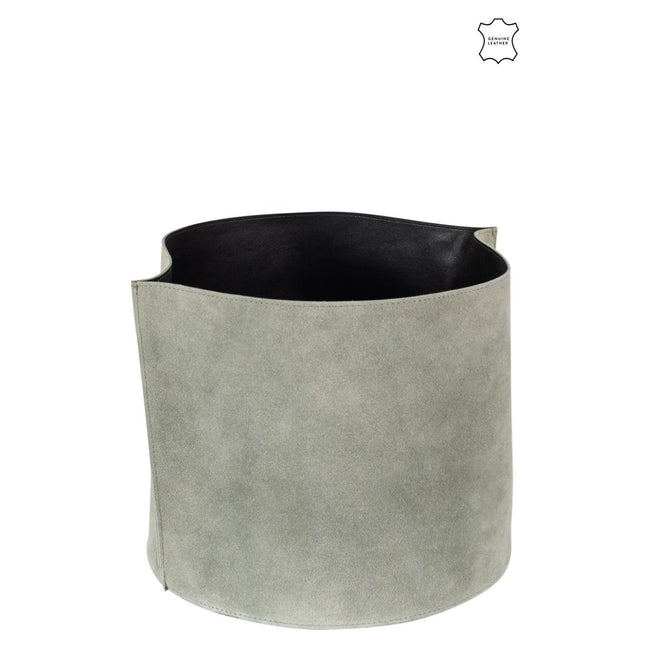 J-Line storage basket Round Low - leather/textile - green