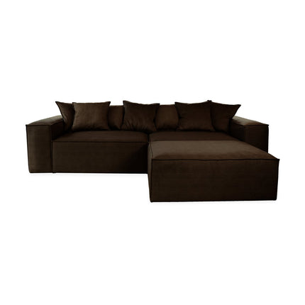 From Morris L-shaped sofa L/R, dark chocolate, exclusive corduroy from the Belgian company BRUTEX