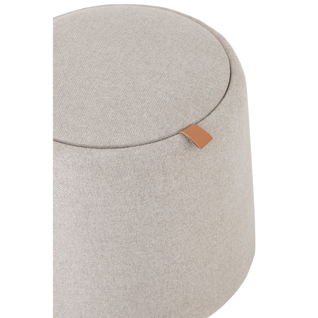 J-Line Pouf/Side Table Round Textile/Wood Beige