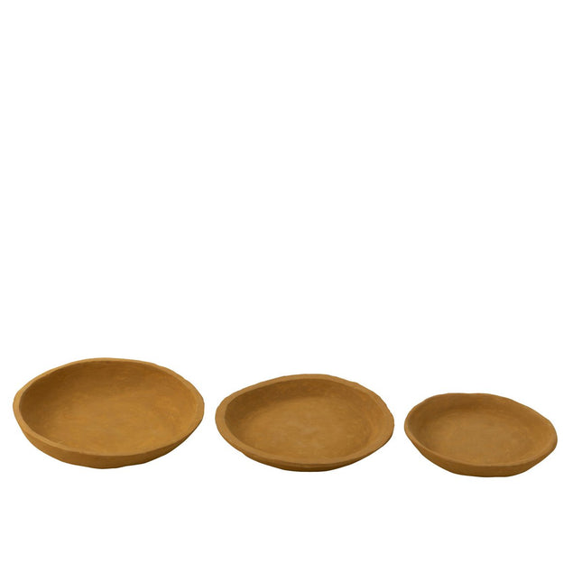 J-Line Set Of Three Paper Mache Bowls Yellow