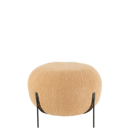 J-Line stool Round - velvet - camel