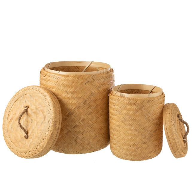 J-Line set of 2 storage baskets Round - bamboo - natural