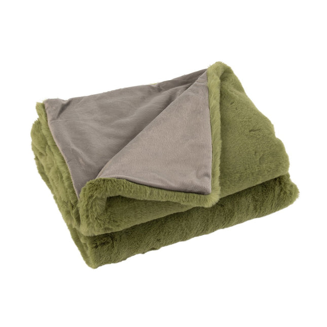 J-Line Plaid Cutie - Fleece Deken – Polyester – 180x130 cm – Mosgroen
