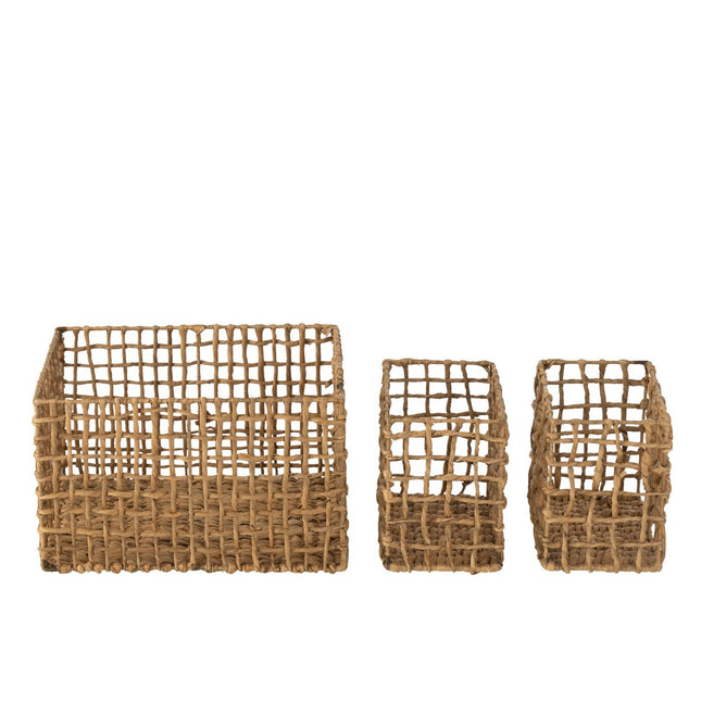 J-Line basket Grid - water hyacinth - natural - 3 pieces