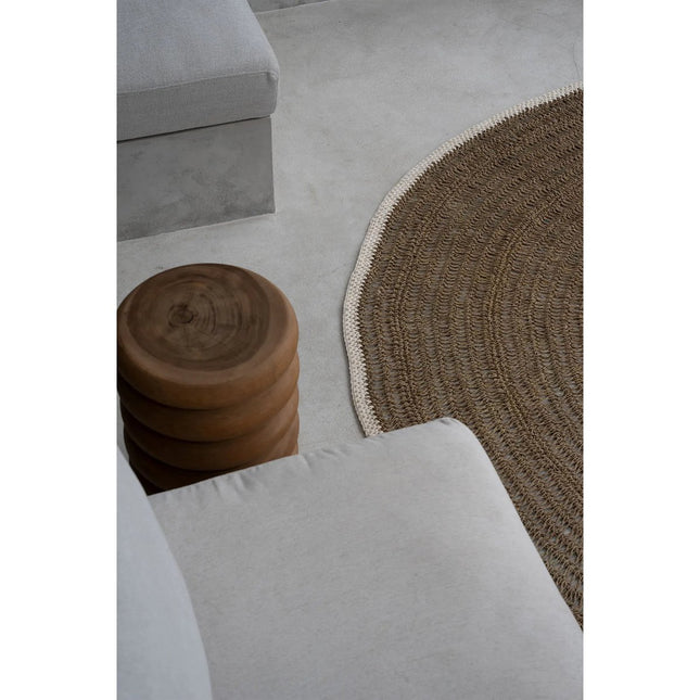 The Seagrass & Cotton Round Carpet - Natural White - 200