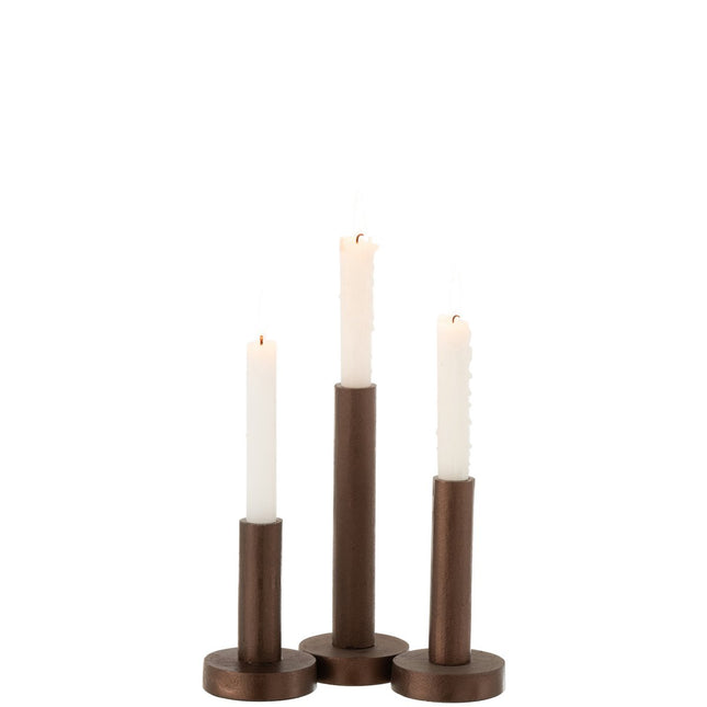 J-Line candlestick Low Modern - metal - dark brown - 3 pieces