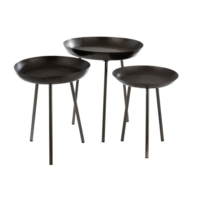 J-Line side table Plateau Round - metal - dark gray - set of 3