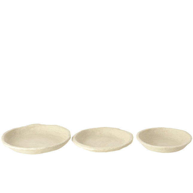 J-Line Set of 3 Bowls Chad Paper Mache White