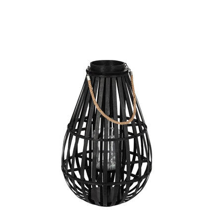J-Line lantern Drop shape - bamboo - black - small