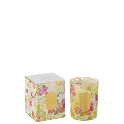 J-Line candle - Happiness Blooms Mimosa/ Rose - white - L - 70U