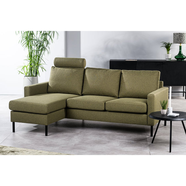 3 seater sofa CL L+R, with headrest, fabric Dillon, D156 green