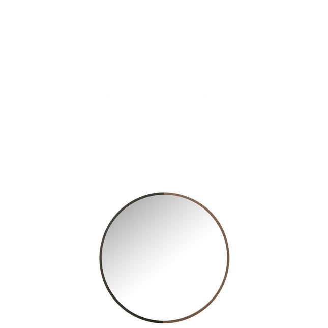 J-Line spiegel Rond - Metaal/hout - zwart - small