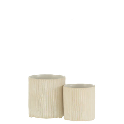 J-Line Flowerpot Maria Round - Ceramic - white - Ø 14.5 cm - 2 pieces