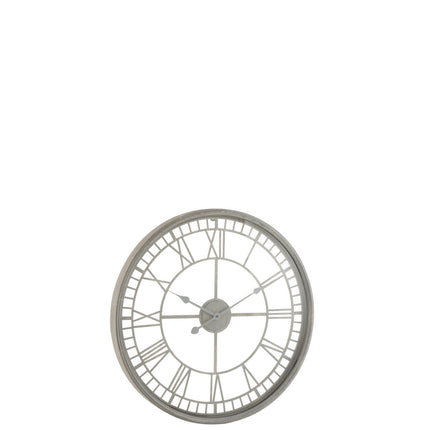 J-Line Roman Numerals clock - metal/glass - gray - Ø 67 cm