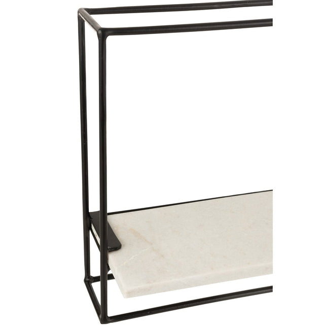 J-Line Wall rack 1 shelf - iron/marble - black/white - small