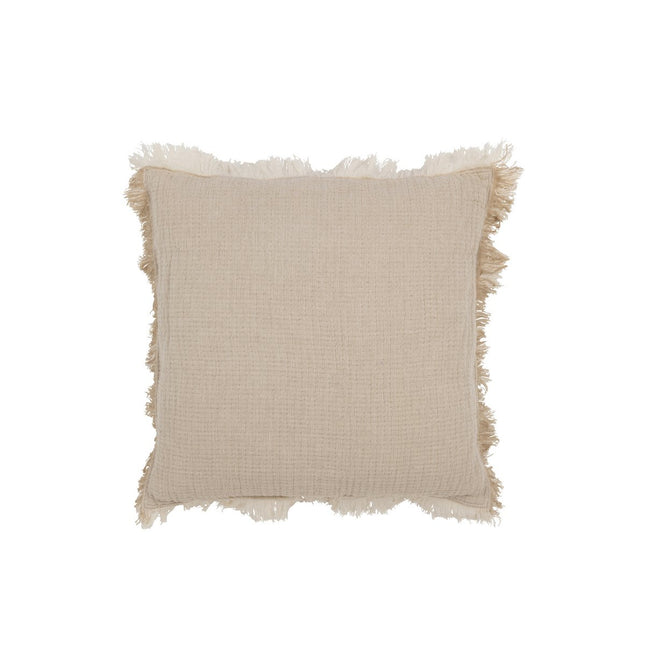 J-Line Cushion Fringes - cotton Muslin - dark beige