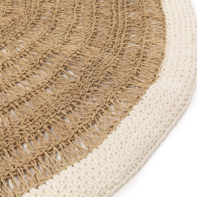 The Seagrass &amp; Cotton Round Carpet - Natural White - 100