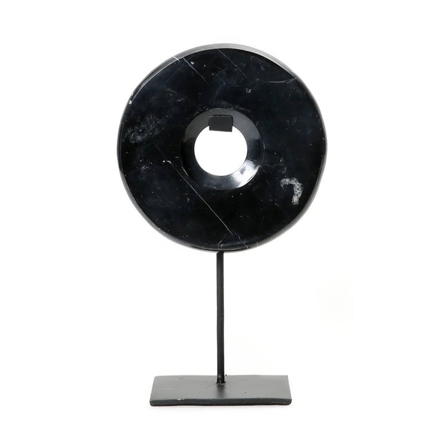 The Marble Disc on Stand - Black - M