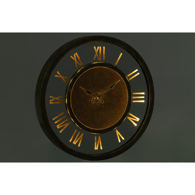 J-Line Roman Numerals clock - wood - gold - Ø 47 cm - LED - S