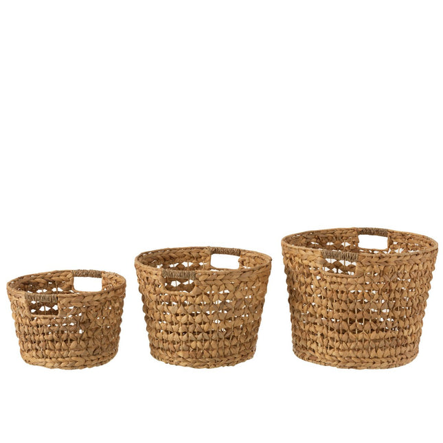 J-Line set of 3 baskets - water hyacinth - natural