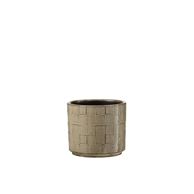 J-Line Flowerpot Square Ceramic Beige/Gray Small