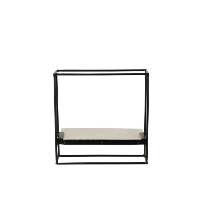 J-Line Wall rack 1 shelf - iron/marble - black/white - small
