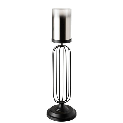 J-Line lantern - candle holder - metal/glass - black - large