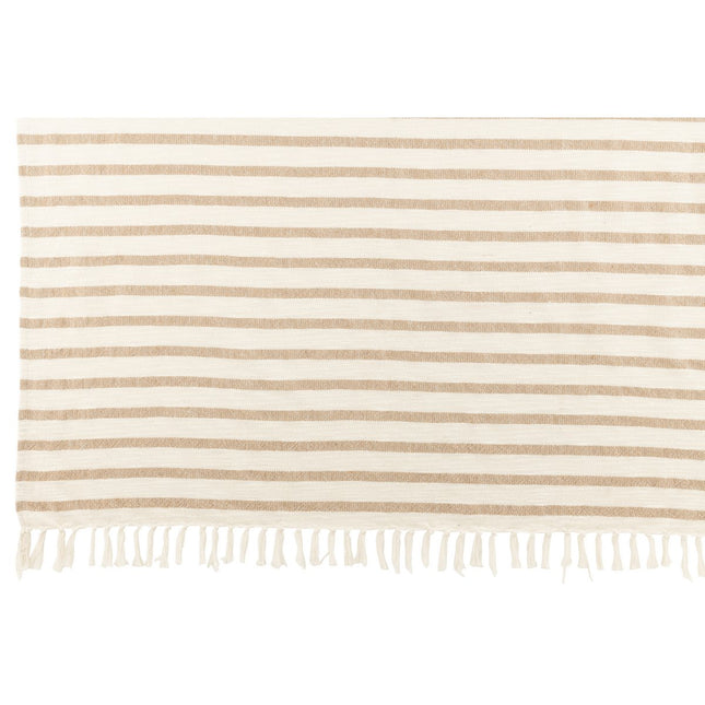 J-Line Plaid strips - cotton - white/brown - 187 x 130 cm
