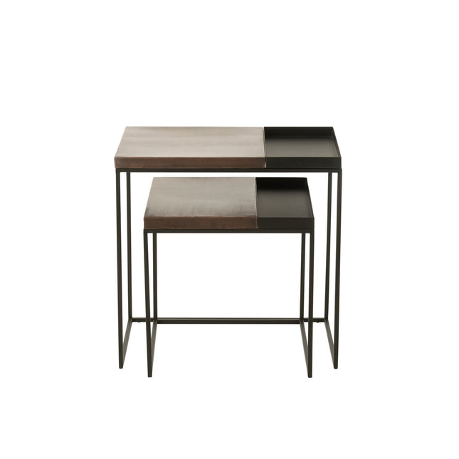 J-Line side table - metal - bronze/black - set of 2
