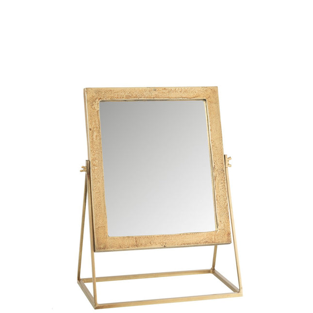 J-Line spiegel Vierkant Op Voet - Metaal - goud