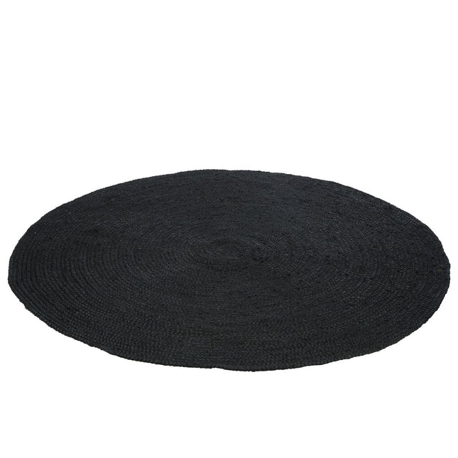 J-Line tapijt Rond - vloerkleed - jute - zwart