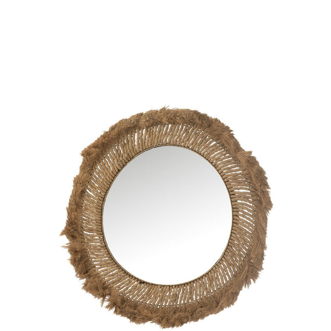 J-Line mirror Round Braided - glass - natural - large