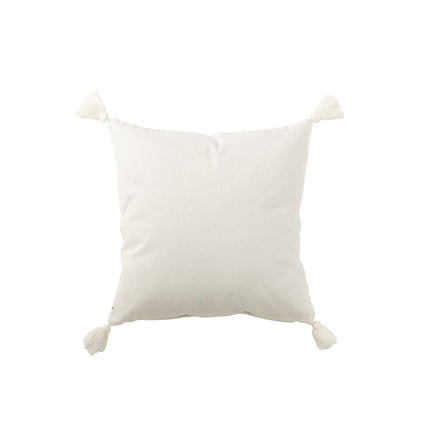 J-Line Cushion 4 Tassels - cotton - white/brown