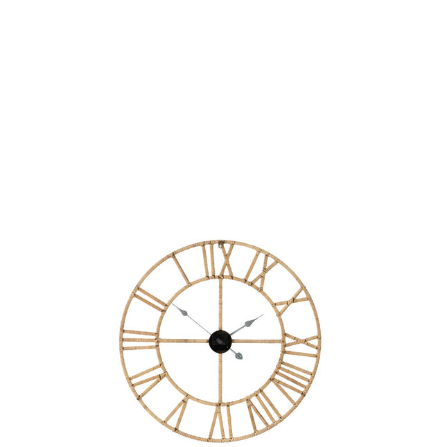 J-Line wall clock Roman - rattan/metal - natural - small