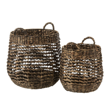 J-Line set of 2 baskets - water hyacinth - dark brown