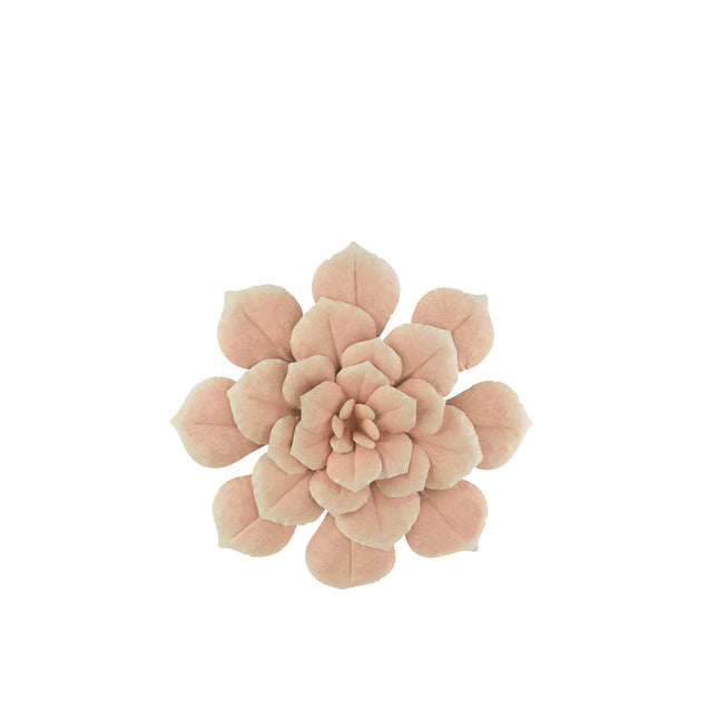 J-Line wanddecoratie Bloem - metaal - roze - small