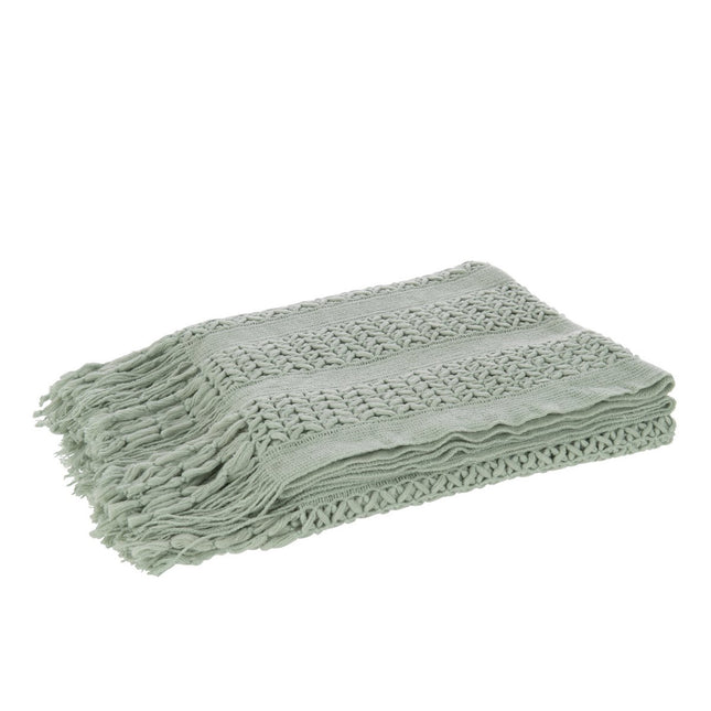 J-Line Plaid knitted - polyester - light green - 160 x 130 cm