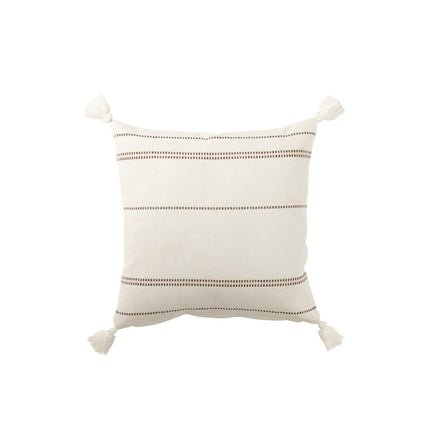J-Line Cushion 4 Tassels - cotton - white/brown