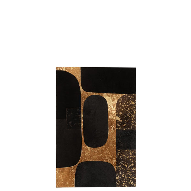 J-Line frame Rectangle Oval - leather - black/gold - large
