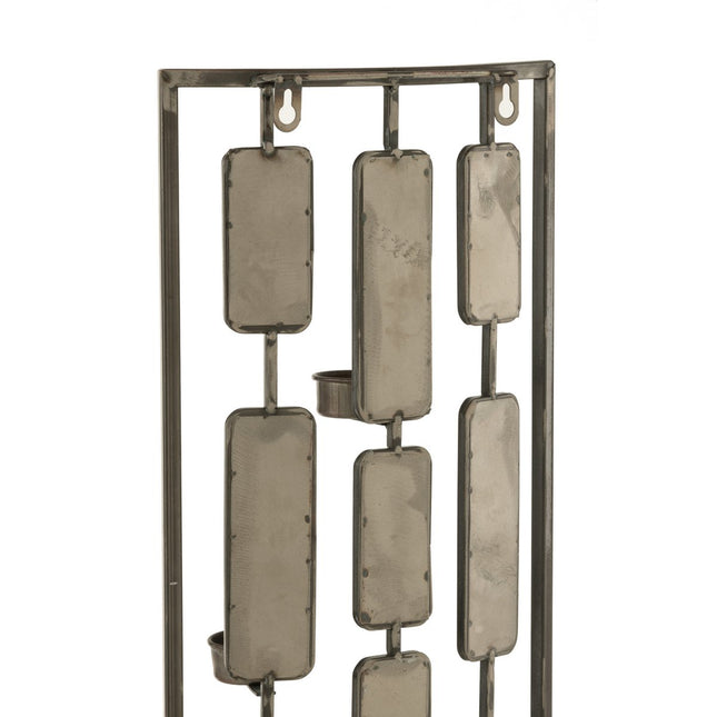 J-Line wall decoration Tealight holder - metal/glass - gray - small