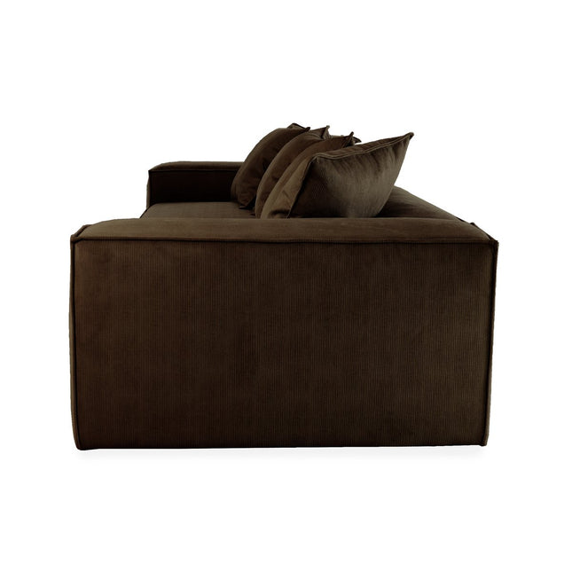 From Morris L-shaped sofa L/R, dark chocolate, exclusive corduroy from the Belgian company BRUTEX