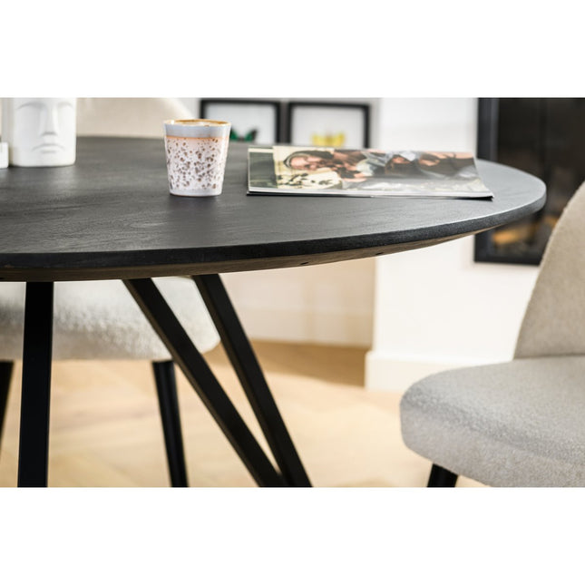 Dining room table round, 130 cm, M340 black