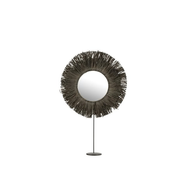 J-Line mirror On Foot Round - Reed - gray