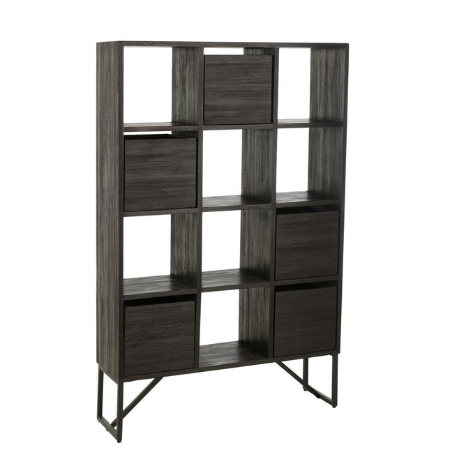J-Line cabinet with drawers - recycled wood - black