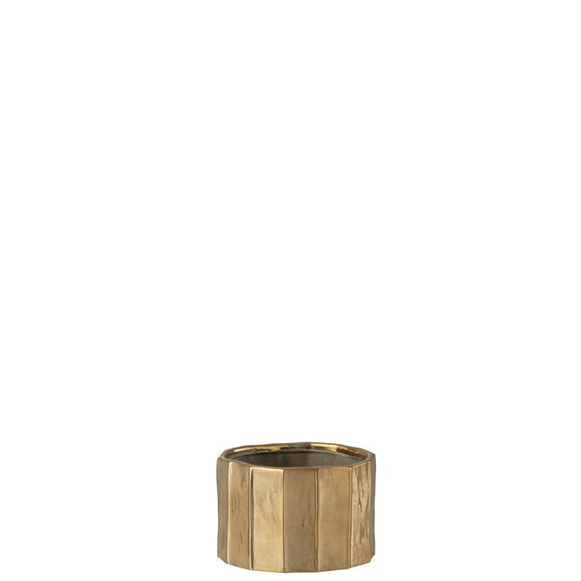 J-Line bloempot Ary Klei - aardewerk - goud - small - Ø 18.00 cm