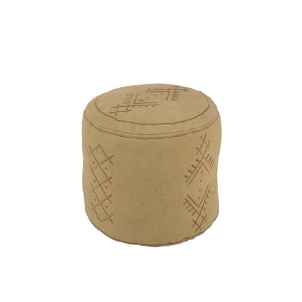 J-Line pouffe Cylinder Ethnic Patterns - cotton - sand