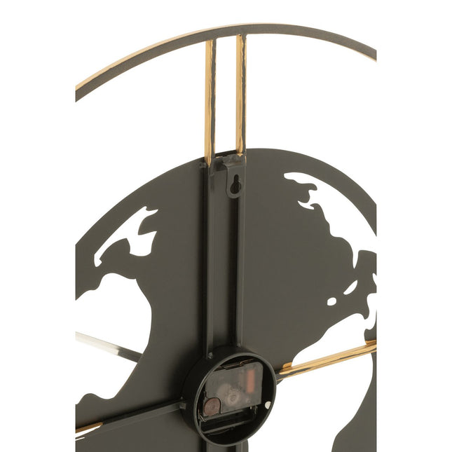 J-Line Hole clock - metal - gold/black Ø 4 cm