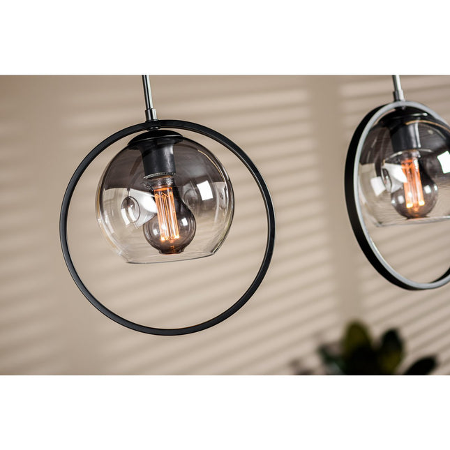 Hanging lamp, 3-light, H340 smoke glass