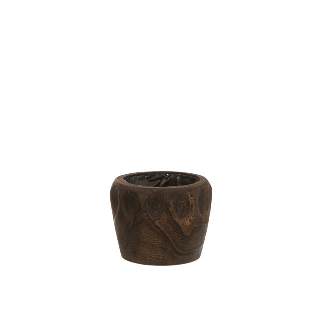 J-Line Flowerpot Thibobo Paulownia Wood+Plastic Dark Brown Small