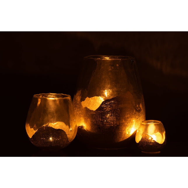 J-Line candle holder - tealight holder Zoe Rond - glass - gold - large